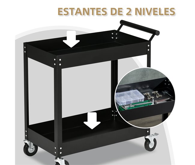 Carrinho de Ferramentas Aço laminado a frio DURHAND Preto