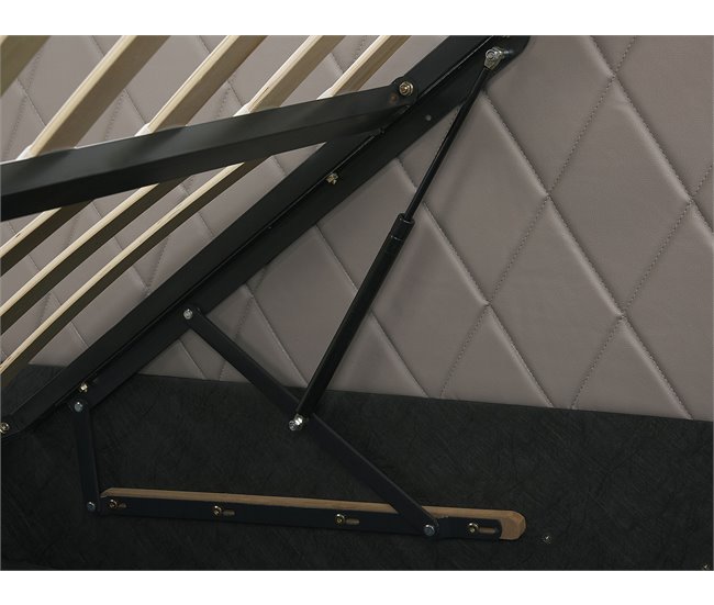 Beliani Cama com estrado Pele sintética ROCHEFORT 150x214 Cinza Escuro