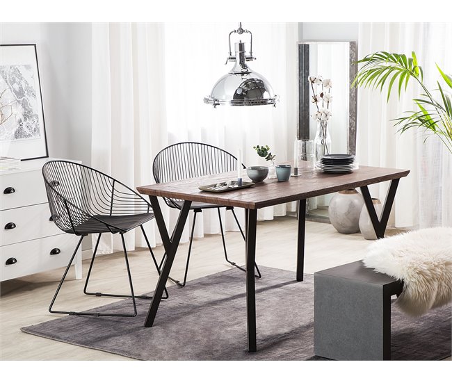 Beliani Mesa de jantar BRAVO 80x140 Castanho