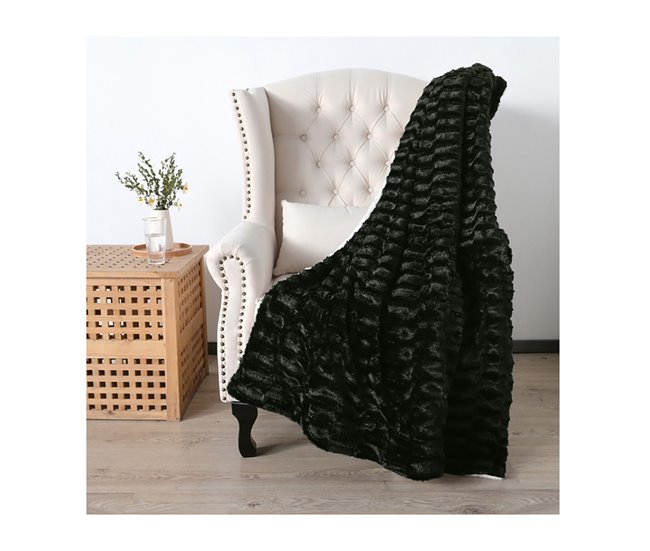  Acomoda Textile - Manta de pêlo sintético com velo Preto