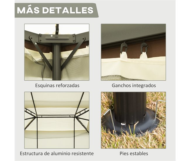 Pérgola de Jardim Alumínio e Poliéster Outsunny 390x290 Bege