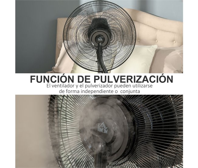 Ventoinha Nebulizadora 44,5x44,5x135 cm HOMCOM Preto