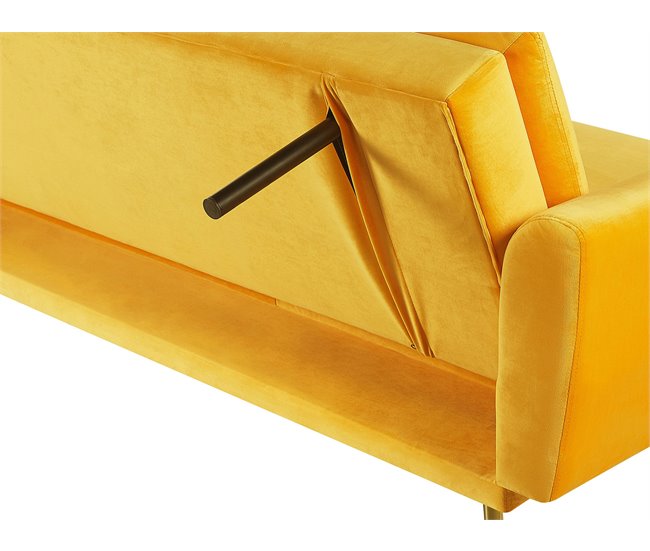 Beliani Sofá-cama Veludo VETTRE Amarelo