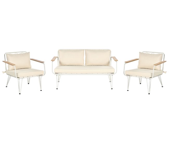 Beliani Conjunto lounge Aço MONTESILVANO Bege