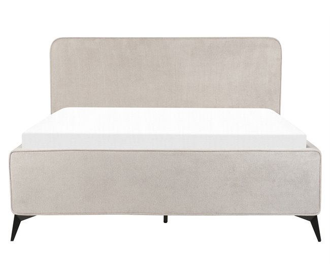 Beliani Cama com estrado Poliéster VALOGNES 172x220 Cinza Claro
