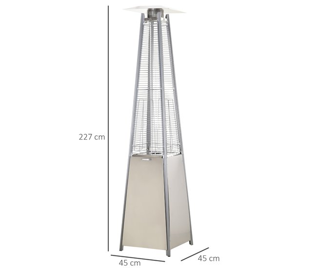 Aquecedor a Gás para Exterior Aço Inoxidável Outsunny Prata