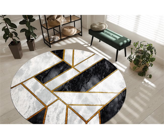 Tapete EMERALD exclusivo 1015 circulo - glamour 200x200 Preto