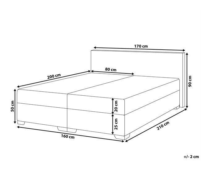 Beliani Cama continental Poliéster PRESIDENT 170x210 Preto