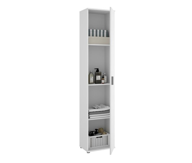 Armário multiuso com 1 porta efeito madeira 39 Branco