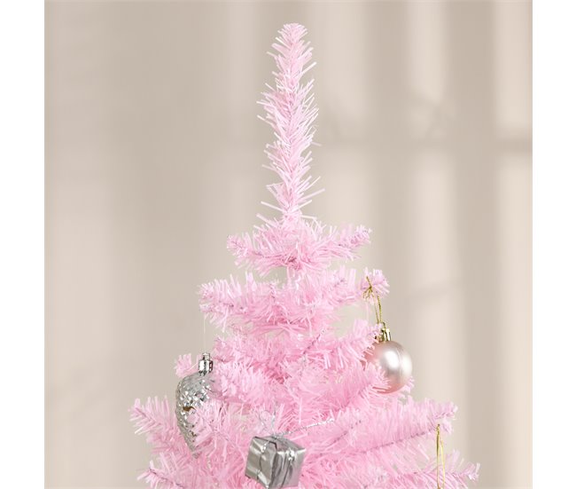 Árvore de Natal PVC, metal e plástico HOMCOM, casa - natal Rosa