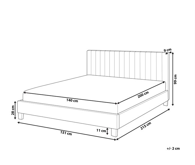 Beliani Cama com estrado Poliéster POITIERS 151x215 Cinza Claro