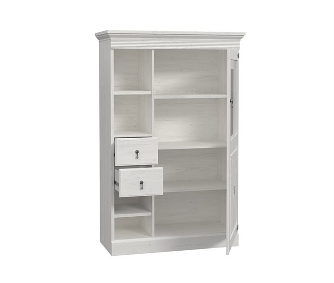 Vitrine 1 porta de vidro 2 gavetas PORTOFINO Branco