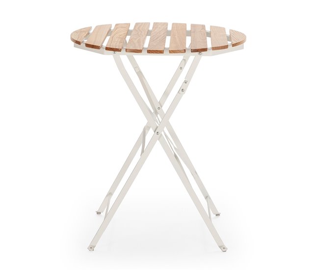 Mesa dobrável para jardim Ambar em madeira e metal 60x60 Branco/ Madeira
