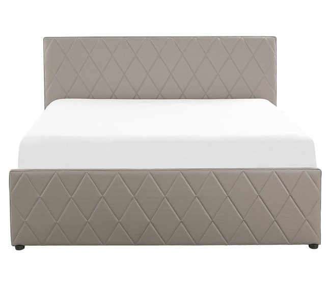 Beliani Cama com estrado Pele sintética ROCHEFORT 170x214 Cinza Escuro