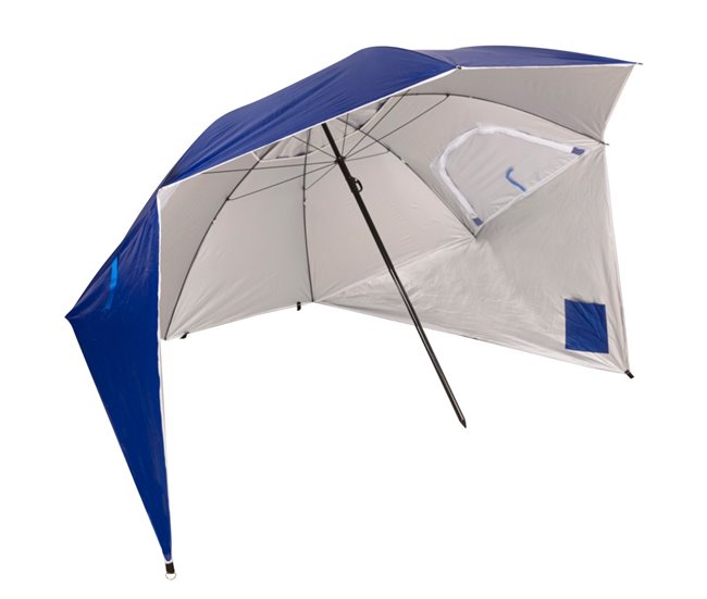 Aktive Guarda-sol e quebra-vento azul UV50 c/chaminé de vento, janelas e cobertura Azul