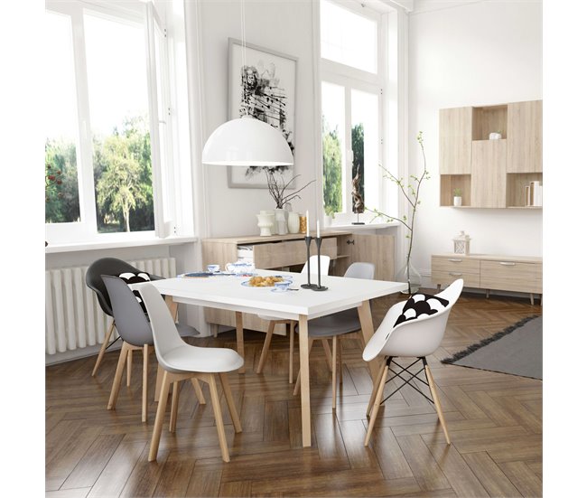 Pacote de 2 cadeiras nórdicas com pernas Branco