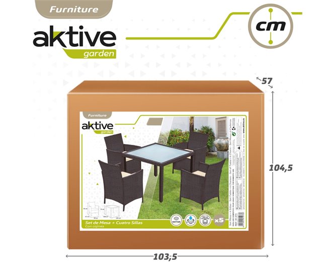 Conjunto de mobiliário de terraço cadeiras e mesa rattan Aktive Preto