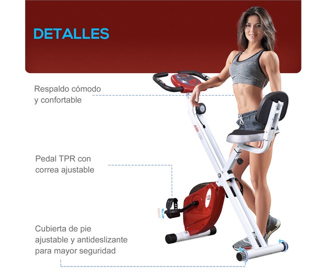 Bicicleta ergométrica em forma de X Aço, ABS, PVC HOMCOM Vermelho