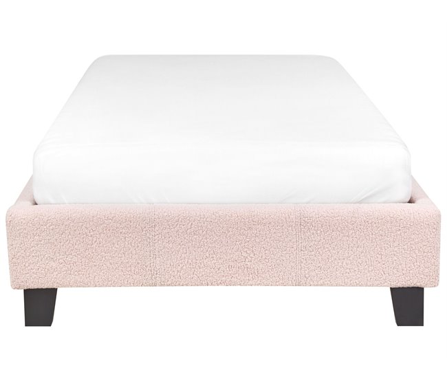 Beliani Cama com estrado Bouclé ROANNE 100x213 Creme