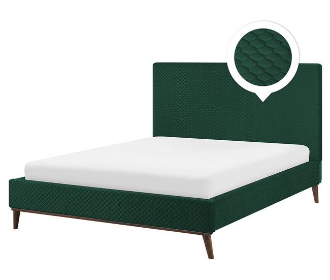 Beliani Cama com estrado Veludo BAYONNE 171x212 Cinza Claro