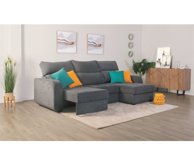 Chaise longue convertível em cama tecido APRIL Cinza