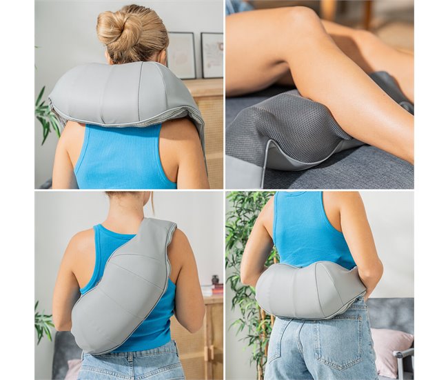 Massajador Shiatsu Recarregável Cinza