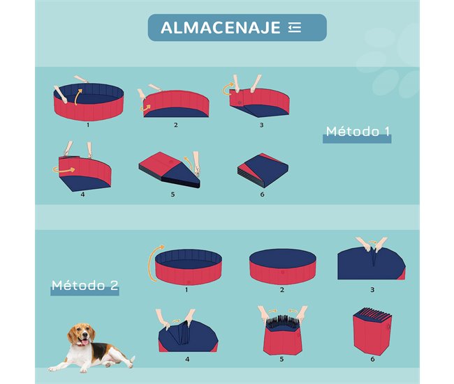 Piscina para animais de estimação PVC, placa de madeira PawHut Vermelho