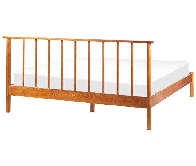 Beliani Cama com estrado Pinho BARRET 176x209 Castanho