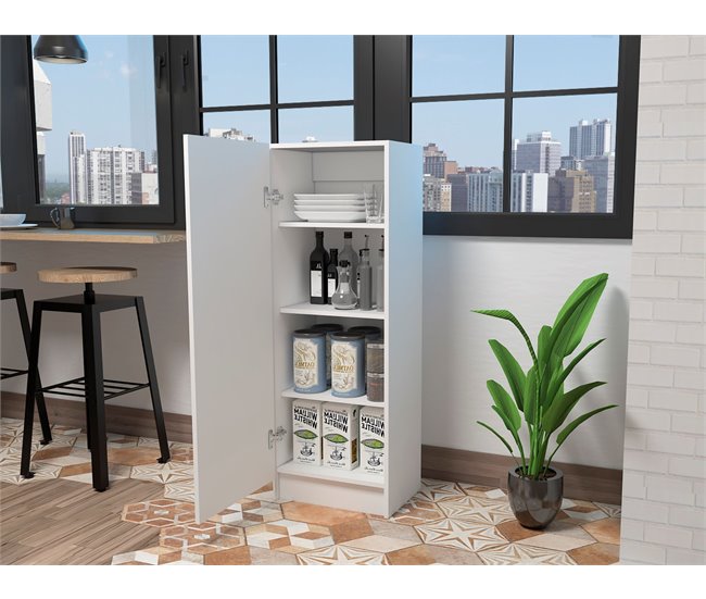 Aparador Belleria, estilo minimalista com 4 prateleiras Branco