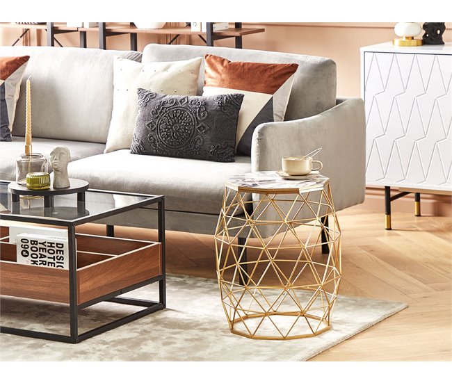 Beliani Mesa de apoio HALSEY 43x43 Dourado