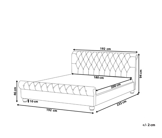 Beliani Cama com estrado Veludo AVALLON 192x233 Azul Marino