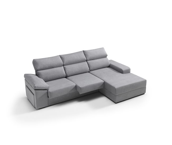 Chaise longue dereita com arrumação RUBIK Cinza