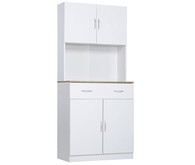 Armário de Cozinha Melamina de Madeira HOMCOM, casa - cozinha Branco