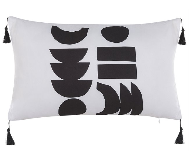 Beliani Almofada decorativa LIRIOPE 30x50 Branco/ Preto