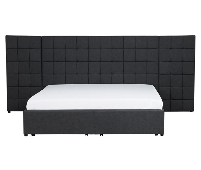 Beliani Cama com estrado Poliéster MILLAU 300x214 Cinza Escuro