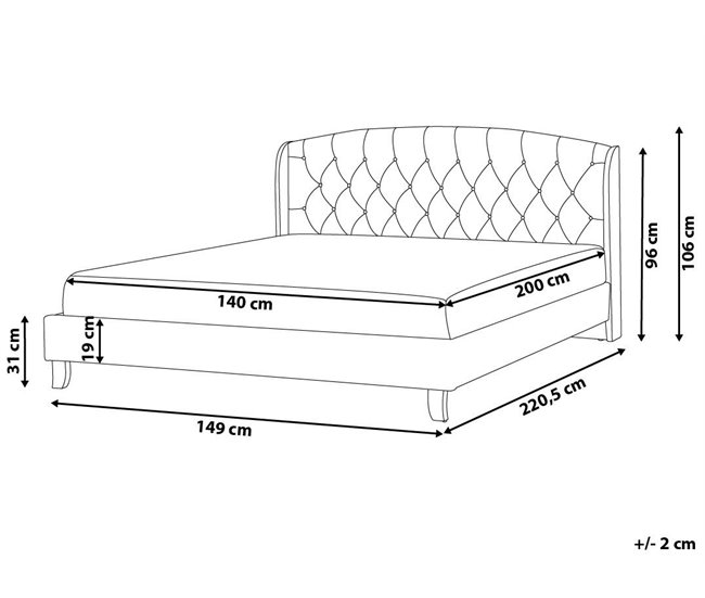 Beliani Cama com estrado Poliéster BORDEAUX 149x221 Cinza Claro