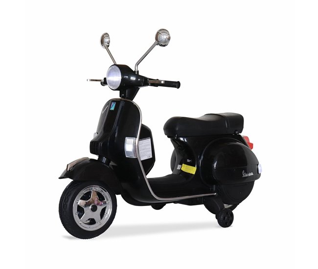 Scooter eléctrica Vespa 12V para crianças, 1 lugar,  com rádio Preto