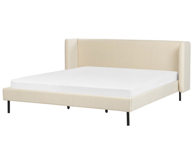 Beliani Cama Terciopelo ARETTE 204x206 Bege