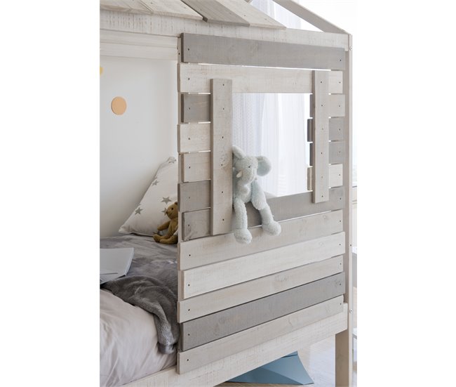 Cama 90x190 cm CABANA branca/cinza Branco/cinza