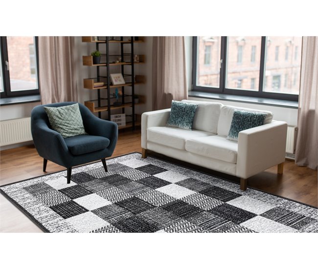 BCF Rug Morad RAFIA Retângulos geométrico 160x220 Preto / Cinza