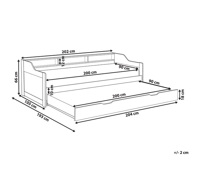 Beliani Cama com estrado Pinho EDERN 105x204 Castanho