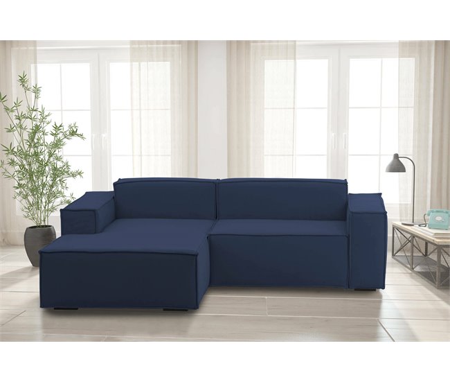 Sofá modular de 2 lugares com península esquerda Azul Marino