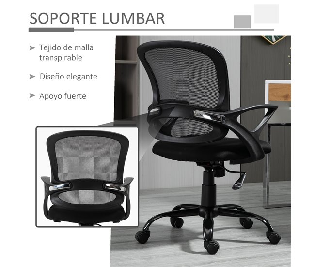 Cadeira de Escritório Espuma, Nylon, PP, Metal e Malha Vinsetto Preto