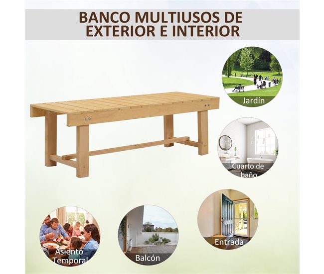 Banco de Madeira de Exterior Madeira de Abeto Outsunny Natural