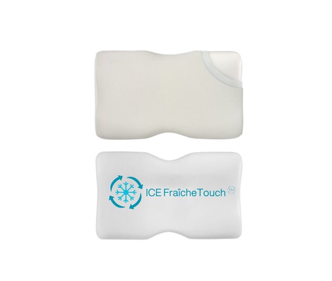 Almofada Ergonômica Cervical DUO com Fronha Refrescante ICE Cru