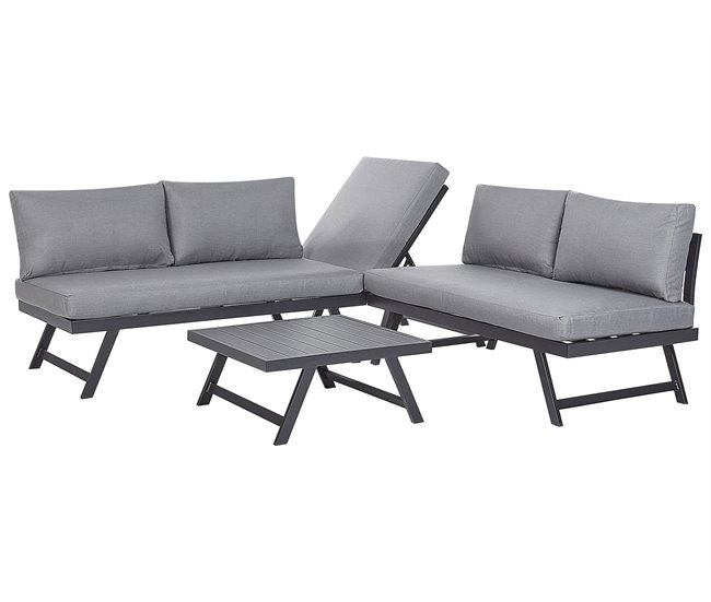 Beliani Conjunto lounge COCCORINO Cinza Escuro