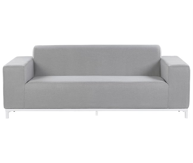 Beliani Conjunto lounge Poliéster ROVIGO Cinza Claro