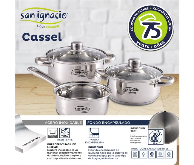 3 peças Bateria de cozinha + jogo de remendo Cromada