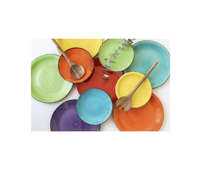 Conjunto de Loiça COLORS 18 peças grés multicolorido Multicor