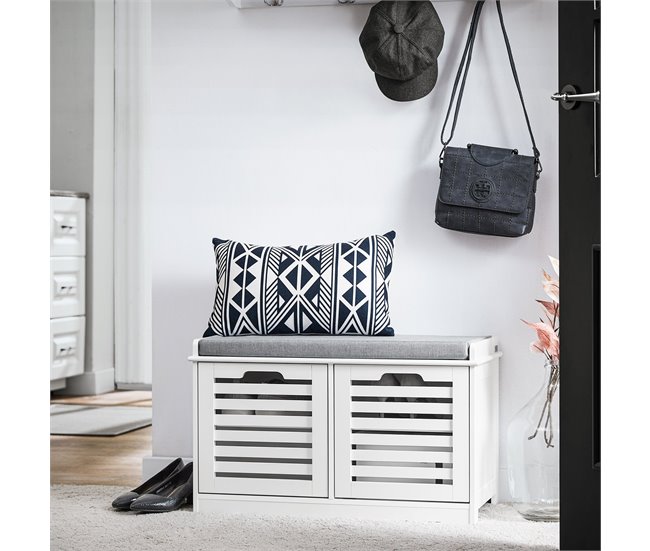 Banco para sapatos com 2 portas FSR23-II SoBuy PT 71 Branco